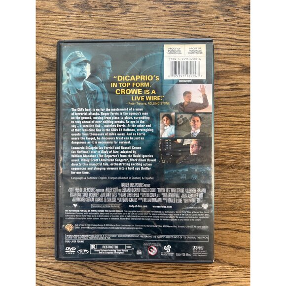 Body Of Lies 2008 DVD Action Thriller Leonardo DiCaprio Russell Crowe Pre-Owned - Picture 2 of 4